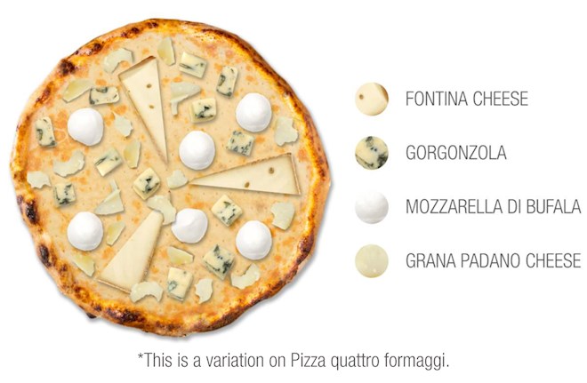 quattro formaggo pizza