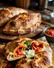 creamy chicken Alfredo calzone pizza